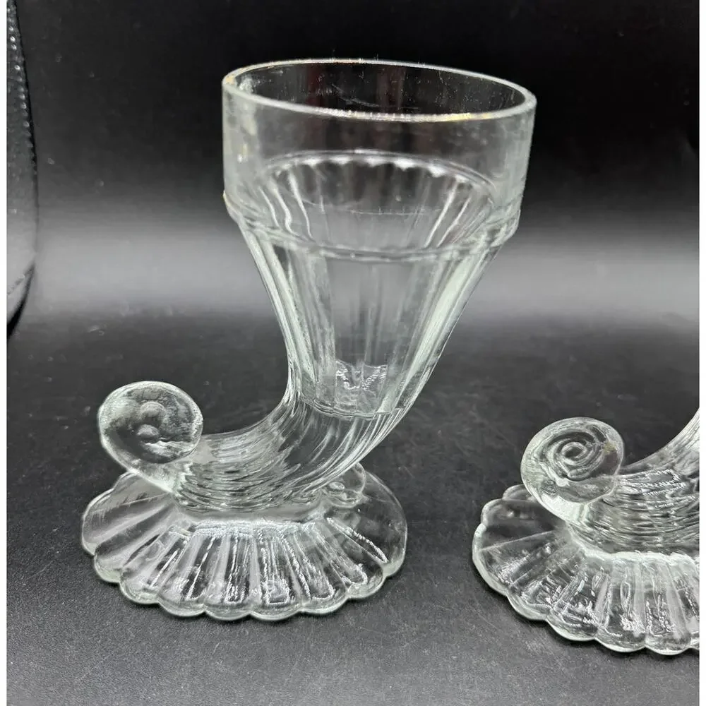 Set of 2 Jeannette Glass Cornucopia 